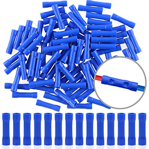 Hilitchi 100 conectores de terminales de empalme aislados de calibre 16-14 (azul/16-14 AWG)