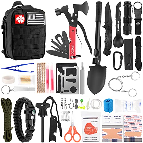 Kit de supervivencia de emergencia y kit de primeros auxilios (rojo)