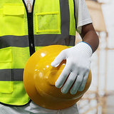 HYCOPROT - Guantes de trabajo de algodón y poliéster, ligeros, duraderos, para construcción industrial, jardinería, almacén, hombres y mujeres (azul, 12 pares)