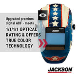 Jackson Safety Casco de soldadura, 46101 – Filtro digital de oscurecimiento automático, ligera máscara protectora para soldador con carcasa ligera HLX100 para hombres y mujeres, tamaño universal, diseño de estrellas y cicatrices