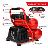 CRAFTSMAN Compresor de aire, compresor de aire portátil de 2 galones, tanque doble, 1/3 HP sin aceite, presión máxima de 125 PSI, modelo: CMXECXA0220242, rojo