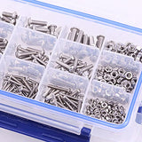 hilitchi 460-piece M3 M4 M5 Acero Inoxidable Botón Cabeza Hex Socket Cap Tornillos Tornillos Tuercas Assortment Kit