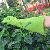 Etglove Guantes de poda de rosas para mujer, guantes de jardinería de cuero de vaca a prueba de espinas de manga larga, guantes de jardín (grande, verde)