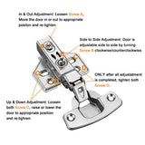 Bisagras de gabinete de cierre suave para armario de superposición parcial de 1,27 cm, bisagras ocultas europeas para armario de cocina, bisagras de puerta de armario de acero inoxidable para armario sin marco con tornillos de montaje (1,27 cm)