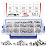 Hilitchi 510 piezas M3 M4 M5 acero inoxidable cabeza de botón hexagonal cabeza de vaso tornillos tuercas surtido – 304 acero inoxidable, Button Head