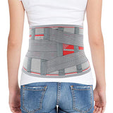 ORTONYX Lumbar Support Belt Lumbosacral Back Brace – Ergonomic Design and Breathable Material - XS/M (Waist 26"-32.2") Gray/Red