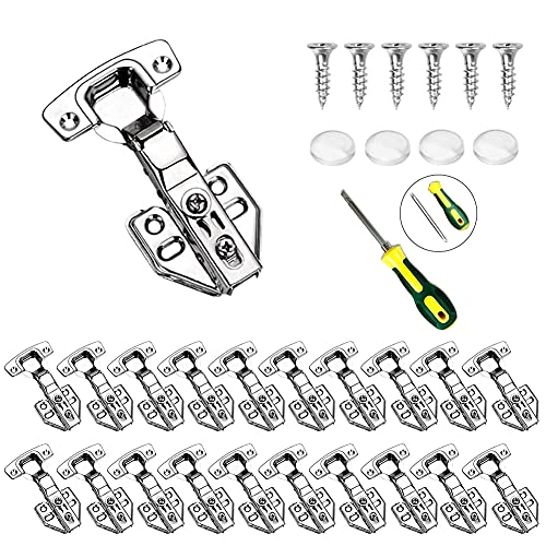 Bisagras de gabinete de cierre suave para armario de superposición parcial de 1,27 cm, bisagras ocultas europeas para armario de cocina, bisagras de puerta de armario de acero inoxidable para armario sin marco con tornillos de montaje (1,27 cm)