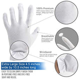 Guantes hidratantes extragrandes, XL para dormir durante la noche, inspección, tela de calidad premium, eccema, piel irritada, piel irritada, terapia de spa (100% algodón, 8 unidades)