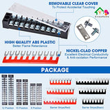 Bloques de terminales de circuito de tierra, 12 unidades/6 juegos de 8+10+12 posiciones, 600 V, 15 A, barra de camión de doble fila, alambre de amplificador, kit de bloque de terminales de tornillo con cubierta de 400 V, tira preaislada para proyectos peq