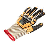 AmazonCommercial Guantes de nitrilo de espuma y seda dorada 13G con protección contra impactos (naranja/negro), talla S, 1 par