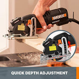 Worx WX420L Sierra circular compacta eléctrica de 3 amperios Versacut de 3 3/8 pulgadas con tecnología de guía láser