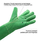 Etglove Guantes de poda de rosas para mujer, guantes de jardinería de cuero de vaca a prueba de espinas de manga larga, guantes de jardín (grande, verde)