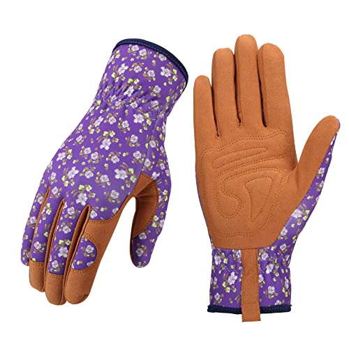 Guantes de jardinería de cuero para mujer – Guantes de jardín resistentes a espinas, guantes de poda de rosas, guantes de trabajo para deshierba, excavación, rastrillo y poda