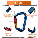 ayamaya Mosquetones de escalada de 30 KN, paquete de 2 y figura 8 descendente, dispositivo de rapel de gancho en D para exteriores, para rapel, Belaying Rock Climbing (azul (2 mosquetones + 1 descenso))