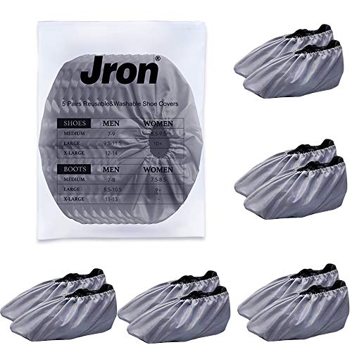 Jron 5 pares de fundas para zapatos de alta calidad, reutilizables, lavables, para contratistas (5 pares, EE. UU. 12-14, para zapatos/EE. UU. 11-13, para botas, color gris)