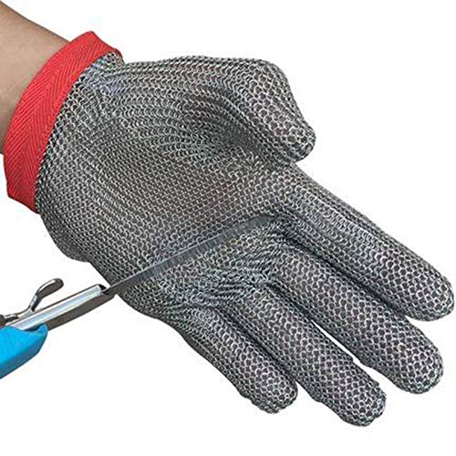 PRICEXES Guantes Anticortes Guantes Anti-Corte Single 304 Acero Inoxidable de Acero Inoxidable, Anti-Corte de Alta Resistencia, Mano de Ajuste, Transpirable, Plateado Gris, tamaño M