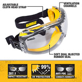 DEWALT DPG82-11/DPG82-11CTR Concealer Clear Anti-Fog Dual Mold Safety Goggle