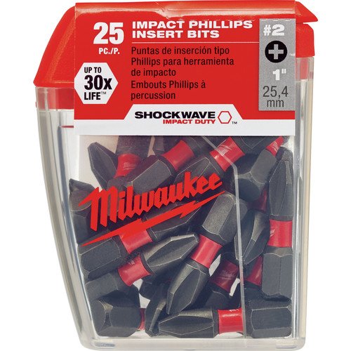 Milwaukee 48-32-4604#2 Phillips Shockwave - Contratista de brocas (25 unidades)