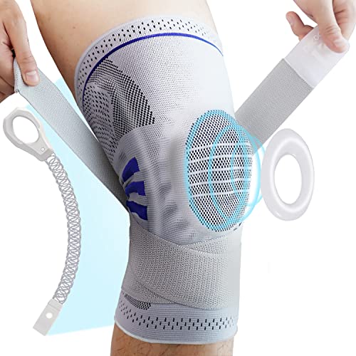 Rodillera DiiKoo con estabilizadores laterales, de compresión, con funda, almohadillas de gel de rótula y correas, protector de rodilla de grado médico para correr, desgarro de menisco, ligamento cruzado anterior, artritis, para hombre y mujer