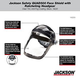 Jackson Safety QUAD500 - Protector facial con casco de trinquete, tinte transparente, revestimiento antivaho, negro, 14220