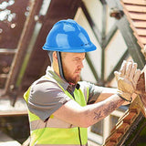 Dioche Casco Seguridad de ABS Recto Grueso, Protección Cabeza del Sitio Construcción Trabajador, Casco Rígido Ventilado y Transpirable Cinco Colores Disponibles(Azul)