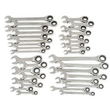 GearWrench - Juego de 34 piezas. 12 pt. Juego de llaves combinadas de trinquete, estándar y Stubby, SAE/Metric - 85034