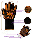 Guantes de barbacoa, guantes de barbacoa de 800 °C, resistentes al calor extremo, guantes ignífugos, guantes de barbacoa, guantes de horno para ahumar, cocinar, hornear, cortar, soldar, asar, resistente a los cortes y protección del antebrazo (naranja)