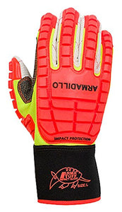 Southern Guantes achmecno-l Impacto Guantes, One Piece TPR espalda para el impacto Protección a de mano, palma y dedos, color natural Poly/Algodón Corded doble Pulgar, grande, naranja de alta visibilidad