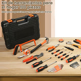 SEASKY Caja de Herramientas 100 En 1, Fijo Más Estable, Kit de Herramientas Manuales de Reparación Portátil y Universal, Toda Forja de Acero,Kit de Herramientas para El Hoga Carpintería Oficina…