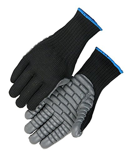 Majestic Glove 1905/10 - Guante industrial, dedo completo, antivibración, nailon, grande, tamaño 10, negro (paquete de 12)