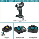 Makita XDT15R1B 18V LXT Kit de destornillador de impacto inalámbrico sin escobillas subcompacto (2.0Ah)