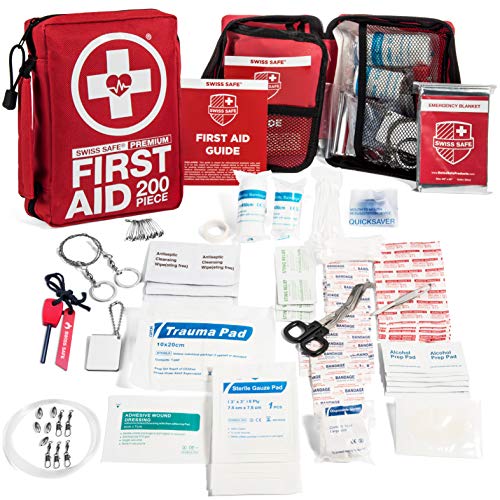 Kit de primeros auxilios profesional de 200 piezas para el hogar, el coche o el trabajo: Suministros médicos de emergencia para camping, caza, senderismo al aire libre y supervivencia