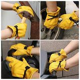 2 pares de guantes de trabajo de cuero para hombres y mujeres, guantes Rigger para conductores, trabajos de jardín, jardinería (S, amarillo)