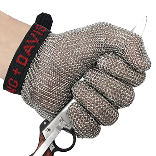 BCPPO Guantes de Trabajo Anticorte Guantes De COTA De Malla De Metal, Guantes Resistentes A Cortes De Trabajo Seguro para Carnicero, Carpintero, Portero, Mecánico, Reparador (Size : 1PCS/XXS)