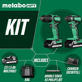 Metabo HPT - Kit combinado de taladro y destornillador de impacto inalámbrico de 18 V | Sub-compacto | Motor sin escobillas | Baterías de iones de litio | KC18DDX