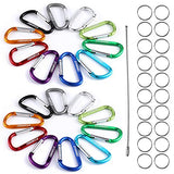 2.7" Aluminum D Ring Carabiners Clip D Shape Spring Loaded Gate Small Keychain Carabiner Clip Set for Outdoor Camping Mini Lock Snap Hooks Spring Link Key Chain Durable Improved 20 PCS (Silver)