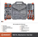 Crescent CTK180 - Juego de herramientas profesional en caja de almacenamiento de herramientas (180 unidades)