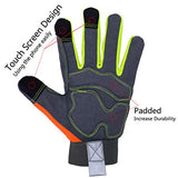 Guantes de trabajo de alta visibilidad, guantes de trabajo antivibración, pantalla táctil, guantes reflectantes de alta visibilidad para rescate (pequeños)