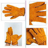 Guantes de Soldadura de Piel，trabajo Guantes de soldadura para soldadores,barbacoa,jardinería,camping,estufa,chimenea