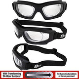 Birdz - Eyewear Flyer Lentes de seguridad para deportes extremos, obra de construcción, paracaidismo, con cristales fotocromáticos antiempañantes de transparentes a ahumados y adaptador Rx