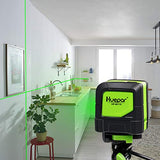 Huepar Nivel Láser Autonivelante Verde Líneas Láser DIY Cross Line Laser Transversales Horizontales y Verticales Estándar, laser level Incluye Base Giratoria Magnética, Objetivo Láser 2xAA baterias-9011G