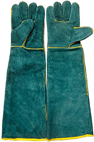 QQX Guantes De Soldador Extralargos, Guantes De Soldar Resistentes Al Calor, Guanteletes De Cuero For Soldar, 60 Cm / 24 Pulgadas, Manoplas For Soldadores For Chimenea/Soldadura/Manejo De Animales