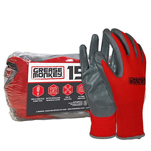 Grease Monkey - Guantes de trabajo (revestimiento de nitrilo, 15 pares, talla L)