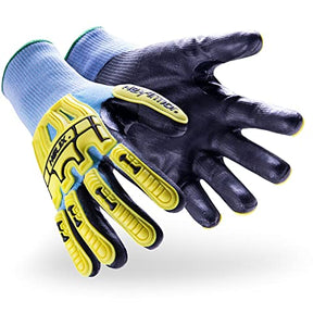 HexArmor Helix Core 3012 - Guantes de trabajo de punto sin costuras con revestimiento de palma de poliuretano y protección contra impactos, pequeños, 1 par