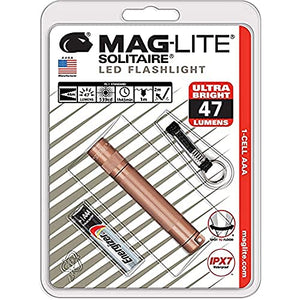 Maglite Solitaire - Linterna LED de oro rosa de 47 lúmenes con llavero, batería AAA, caja de: 1