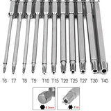 Bestgle 11 Piezas 75mm Destornillador Torx 1/4 Hexagonal Magnético Torx Seguridad Destornillador Kit Herramientas Aleación de Cromo Vanadio