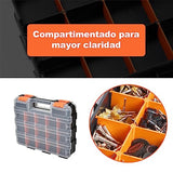 Meryado Caja de almacenamiento de herramientas de doble cara, almacenamiento de caja de herramientas, 34 compartimentos (negro)