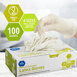 Med PRIDE Guantes de látex para examen médico, 5 mil de grosor, caja pequeña de 100 unidades sin polvo