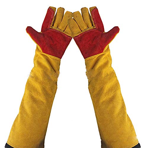 Guantes de seguridad de soldadura de manga larga de 23.6 pulgadas, con forro y costuras de Kevlar para soldadores, guanteletes de leña, accesorios para quemadores de madera, resistentes al calor, guantes de barbacoa y fuego, regalos para hombres, papá y m