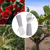 Guantes de jardinería para mujeres y hombres, guantes de cuero de manga larga para podar rosas, guantes de trabajo a prueba de espinas para jardín, guantes de manejo de animales (grandes, gris)